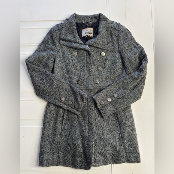 Guess Jackets & Blazers - Guess Women’s Size Small Wool Blend Zip Up Long Peacoat Jacket Tweed